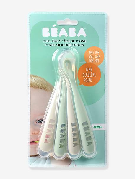 4er-Pack Baby Löffel BEABA, 4-12 Monate blue/ eucalyptus/ pink/ mist+salbeigrün 4