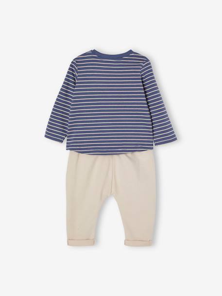 Baby-Set: Shirt & Sweathose Oeko-Tex blau+gestreift/karamell 6