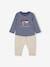 Baby-Set: Shirt & Sweathose Oeko-Tex - blau+gestreift/karamell - 3