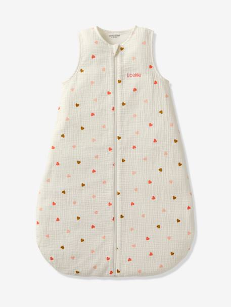 Baby Sommerschlafsack KLEINE HERZEN aus Musselin Oeko-Tex personalisierbar - wollweiß herzen - 1