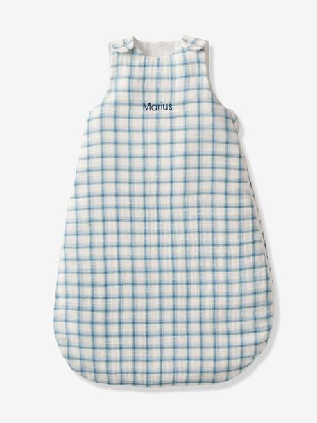 Baby Sommerschlafsack KARO personalisierbar Oeko-Tex - blau+rosa - 1