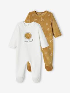 -2er-Pack Jungen Baby Samt-Strampler mit Löwen Oeko-Tex