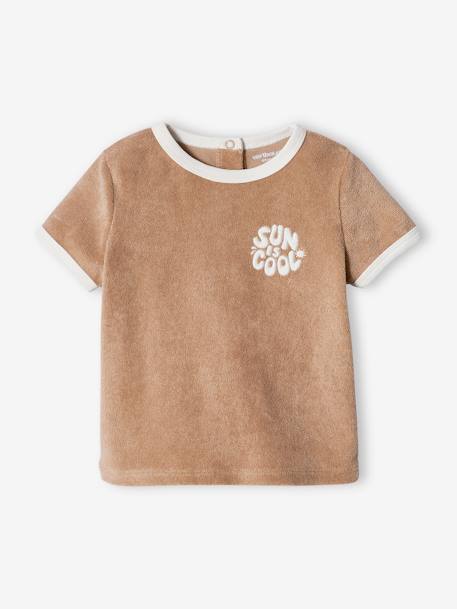 Baby-Set aus Frottee: T-Shirt & Shorts graubeige 4