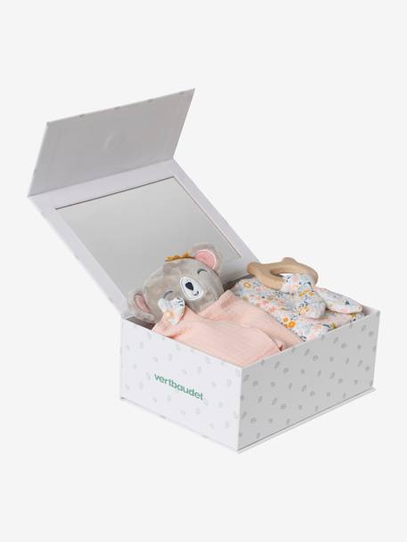 Baby Geschenk-Set: Wickeltuch, Schmusetuch & Greifling, personalisierbar - blau navy sea+rosa/koala - 6