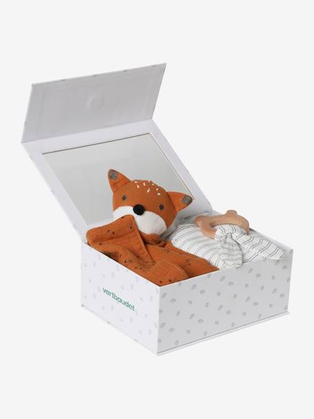 Baby Geschenk-Set: Wickeltuch, Schmusetuch & Greifling, personalisierbar blau navy sea+pack weiß/orange fuchs 8