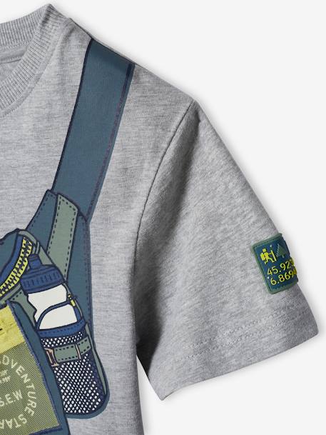 Jungen T-Shirt mit Fake-Bag - grau meliert - 6