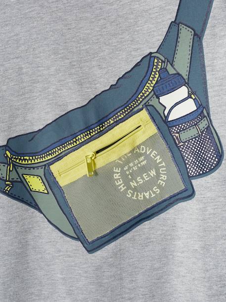 Jungen T-Shirt mit Fake-Bag - grau meliert - 5