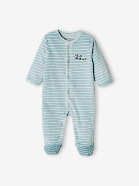 2er-Pack Jungen Baby Samt-Strampler Oeko-Tex - hellblau - 2