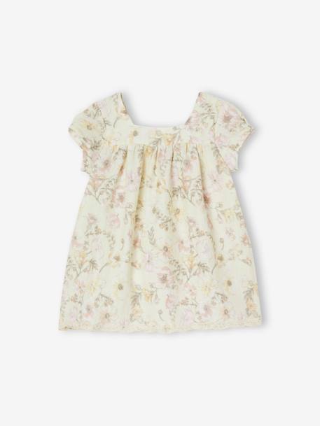 Mädchen Baby Kleid mit kurzen Ärmeln wollweiß 1