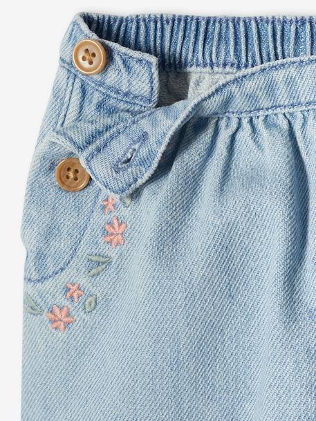 Bestickte Baby Pluderhose, Denim - bleached+cappuccino - 3