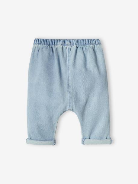 Bestickte Baby Pluderhose, Denim - bleached+cappuccino - 2