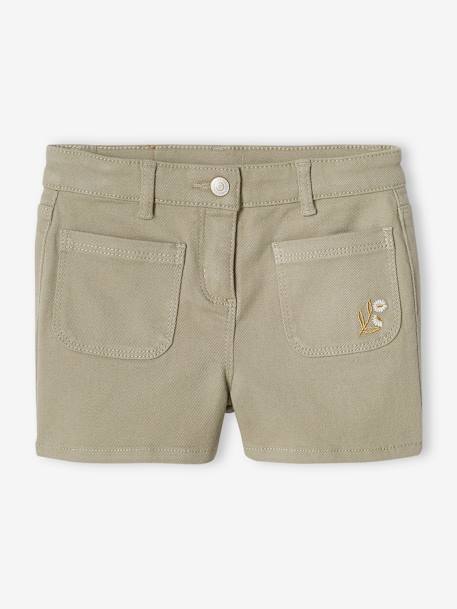 Mädchen Shorts mit Glanzstickerei dunkelrosa+moosgrün 9