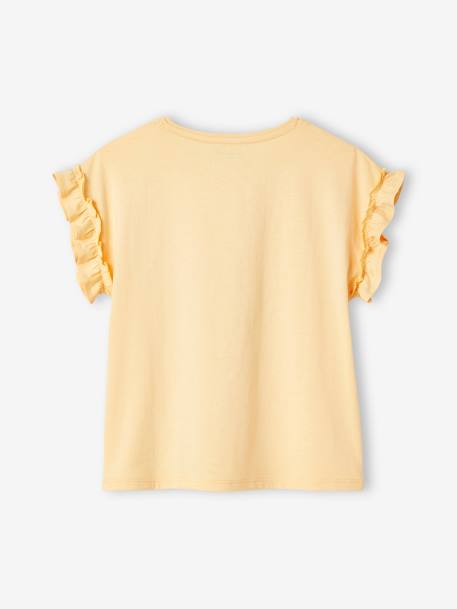 Mädchen T-Shirt mit Volantärmeln - dunkelrosa+hellgelb+marine+pfirsich+weiß/hase - 9