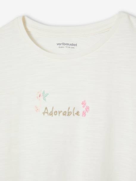 Mädchen T-Shirt mit gestickter Schrift wollweiß 5