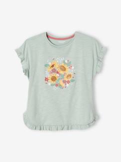 Maedchenkleidung-Shirts & Rollkragenpullover-Mädchen T-Shirt mit Pailletten-Print und Volants