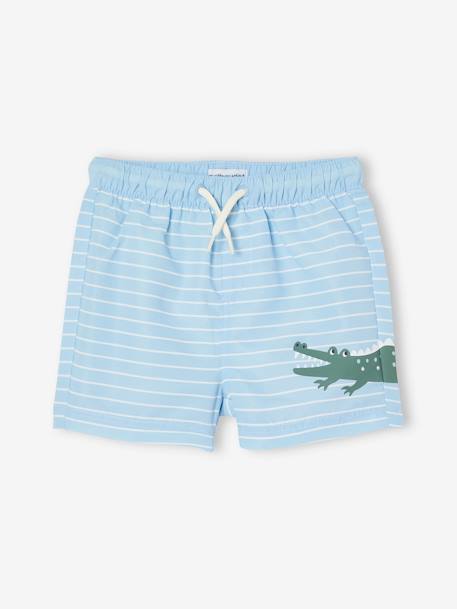 Jungen Baby Badeshorts, Krokodil Oeko-Tex - blau gestreift - 1