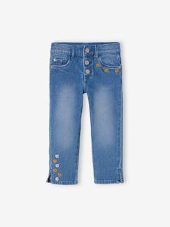 Maedchenkleidung-Hosen-Mädchen 3/4-Jeans mit Blumen, Bundweite verstellbar