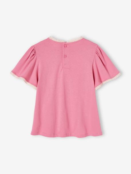 Mädchen Blusenshirt mit Häkelbordüren rosa 2