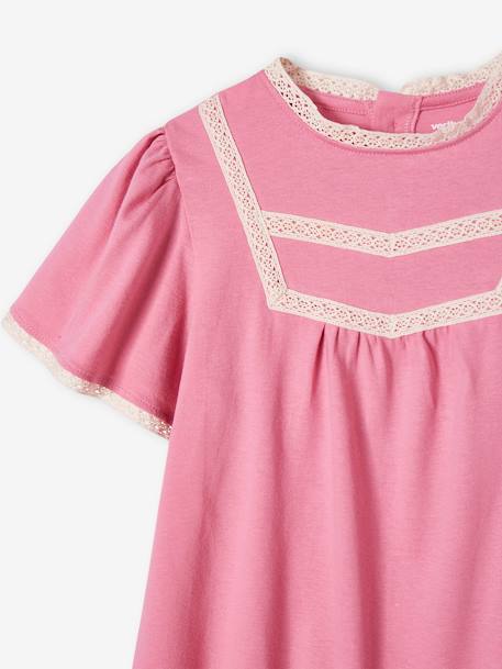 Mädchen Blusenshirt mit Häkelbordüren rosa 3