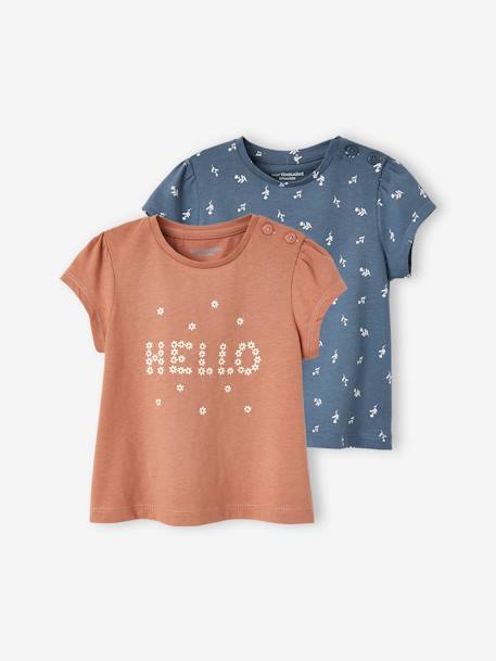 2er-Pack Baby T-Shirts BASIC Oeko-Tex - pack altrosa hello+pack weiß apfel - 1