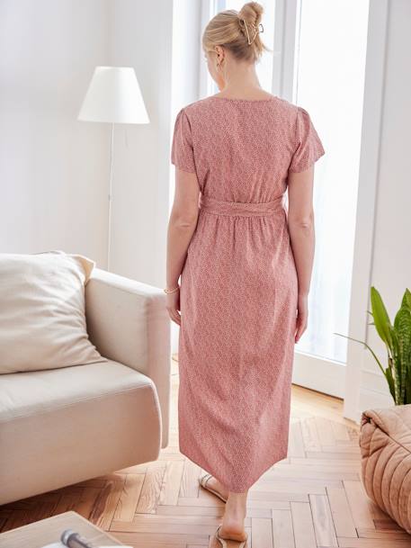 Kleid mit Bindegürtel, Schwangerschaft & Stillzeit wollweiß+ziegel 10