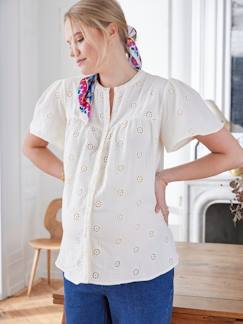 Umstandsmode-Stillmode-Bluse für Schwangerschaft und Stillzeit, Lochstickerei