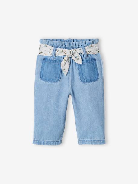 Mädchen Baby Jeans mit Stoffgürtel - bleached - 3