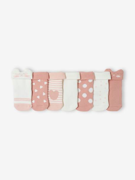 7er-Pack Mädchen Baby Stoppersocken mit Katze Oeko-Tex rosa 2