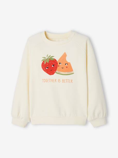 Mädchen Sweatshirt, Fruchtmotive wollweiß 2