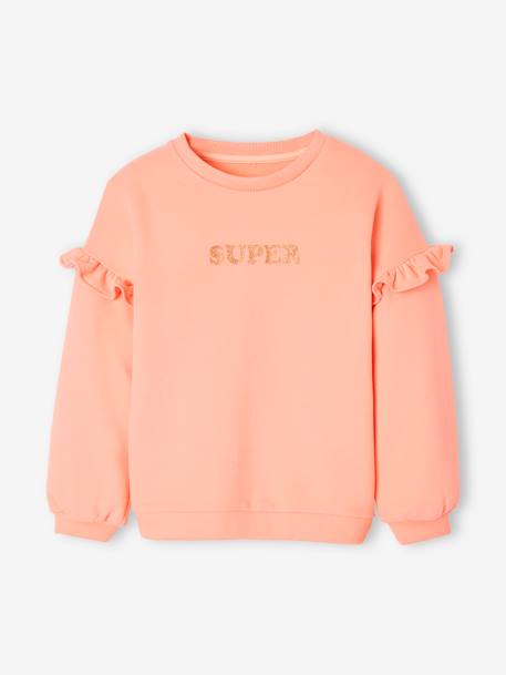 Mädchen Sweatshirt SUPER mit Volants, personalisierbar Oeko-Tex - altrosa+pfirsich+rost - 5