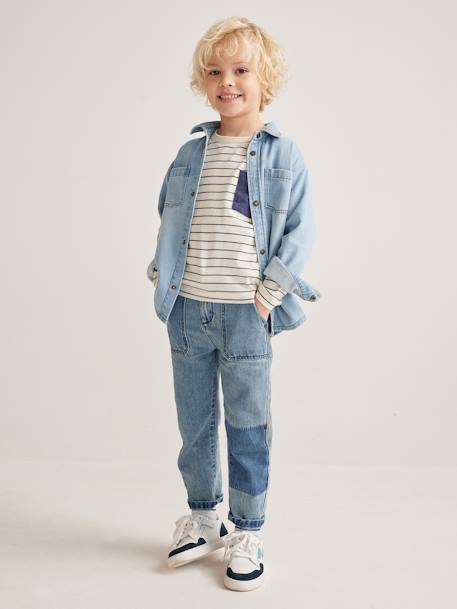 Jungen Jeanshemd, personalisierbar bleached+blue stone+schwarz denim 7