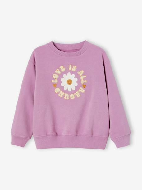 Mädchen Sweatshirt, Frottee-Schriftzug - dunkelrosa - 3