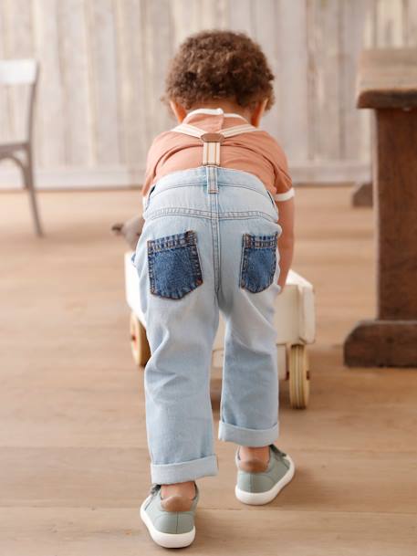 Baby Jeans mit Hosenträgern bleached 7