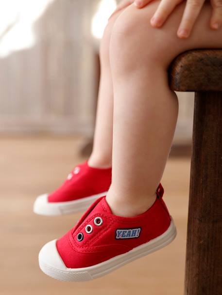 Baby Stoff-Sneakers mit Gummizug - blau+rot - 10