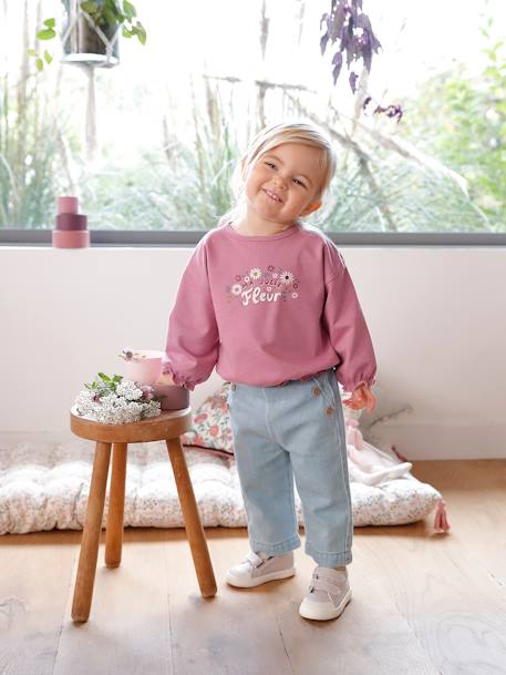 Baby Sweatshirt, bedruckt dunkelrosa 10