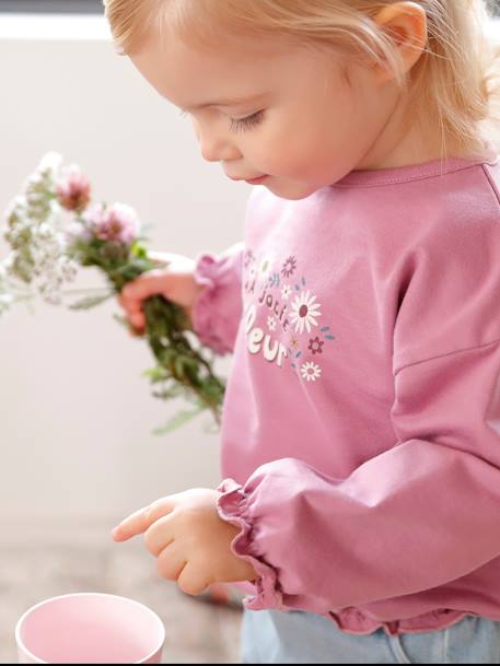 Baby Sweatshirt, bedruckt - dunkelrosa - 2