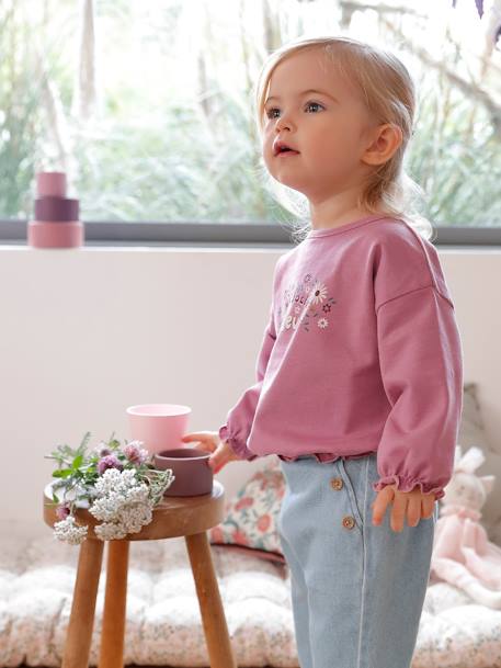 Baby Sweatshirt, bedruckt dunkelrosa 1