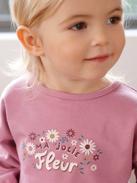 Baby Sweatshirt, bedruckt dunkelrosa 3