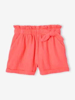 Maedchenkleidung-Shorts & Bermudas-Mädchen Paperbag-Shorts, Musselin