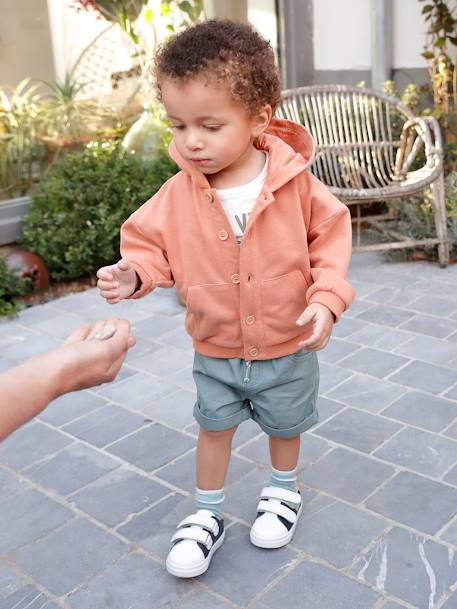 Jungen Baby Shorts mit Dehnbund Oeko-Tex - beige+camelfarben+graugrün - 9