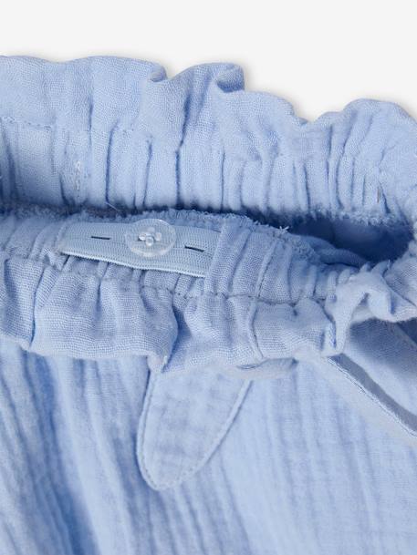 Mädchen Paperbag-Shorts, Musselin - hellblau+koralle+vanille - 4