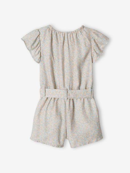 Kurzer Mädchen Jumpsuit Oeko-Tex - beige bedruckt/rosen+weiß bedruckt+wollweiß - 15