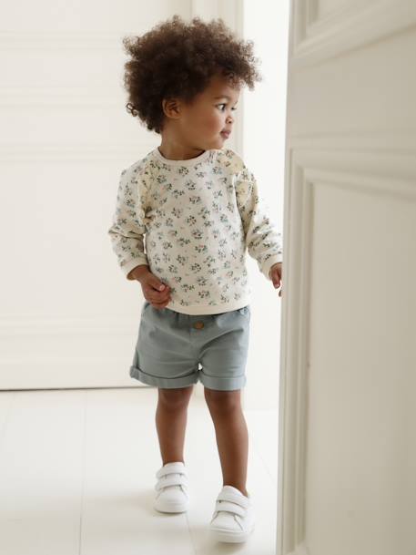 Mädchen Baby Shorts, Dehnbund Oeko-Tex aquamarin+hellrosa+ziegel 6