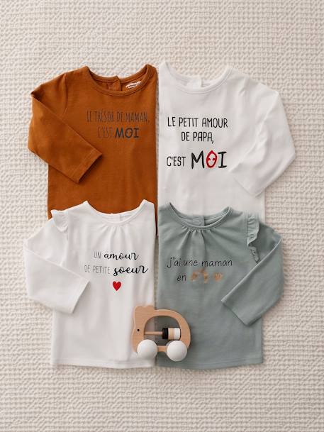 Baby Shirt mit Aufschrift pfauenblau+weiß 9