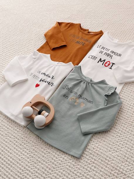 Baby Shirt mit Aufschrift Oeko-Tex - pfauenblau+weiß - 8