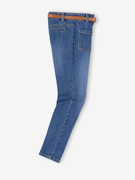 Die UNVERWÜSTLICHE, robuste Mädchen Jeans, Slim-Fit mit Gürtel blue stone+grau 2