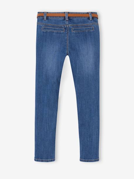 Die UNVERWÜSTLICHE, robuste Mädchen Jeans, Slim-Fit mit Gürtel blue stone+grau 3