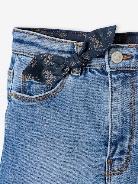 Gerade Mädchen Jeans, Zierschleife - blue stone - 10