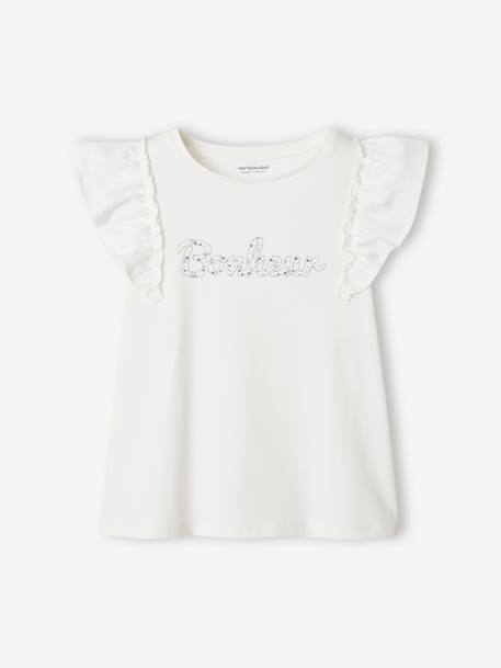Mädchen T-Shirt mit Volantärmeln - weiß/bonheur - 1