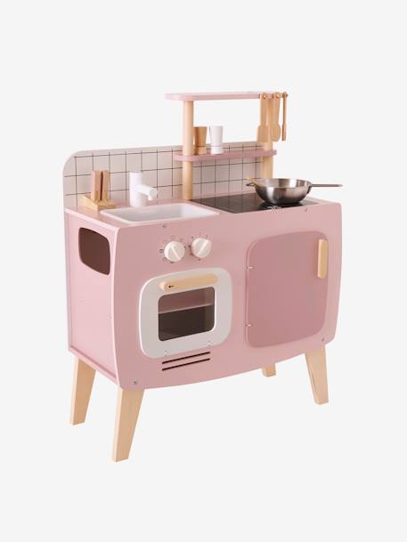 Retro-Spielküche, Küche aus Holz FSC® - grün/natur+rosa/natur - 17